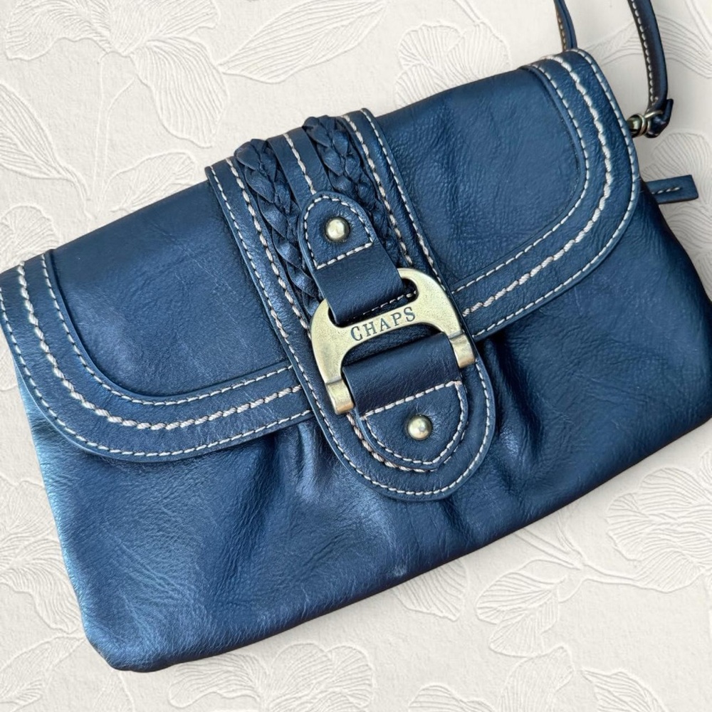 Vintage Chaps black crossbody bag with snap closure